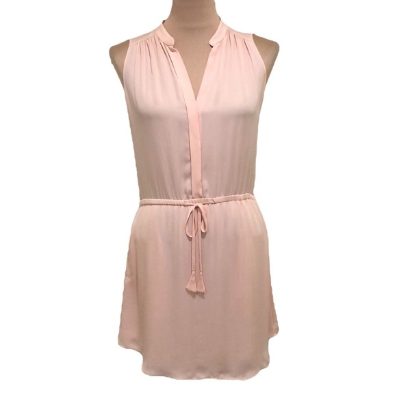 Babaton Silk Dress Size XS Pastel Peach Pink Sleeveless Sheath Mini Pullover - Picture 1 of 9